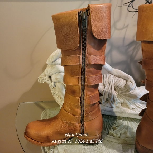 FREEBIRD Risky Boots Wheat Strap Buckle Leather Distressed Handmade Designer #5 - Picture 12 of 17